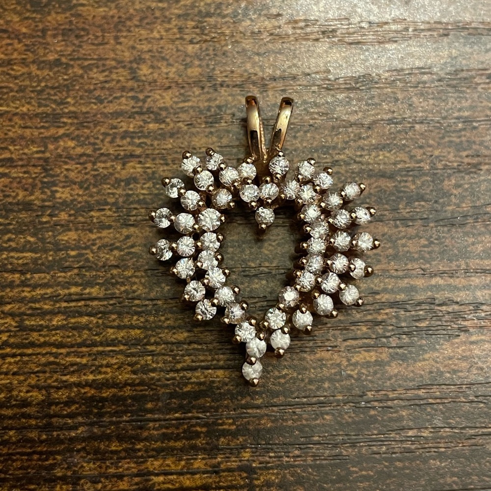 Elegant Gold Heart Pendant with Crystals